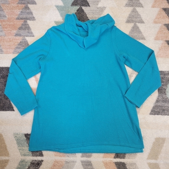 Soft Surroundings Playa Pullover Cowl Neck Sweater in Enamel Blue Size Medium - Picture 7 of 8